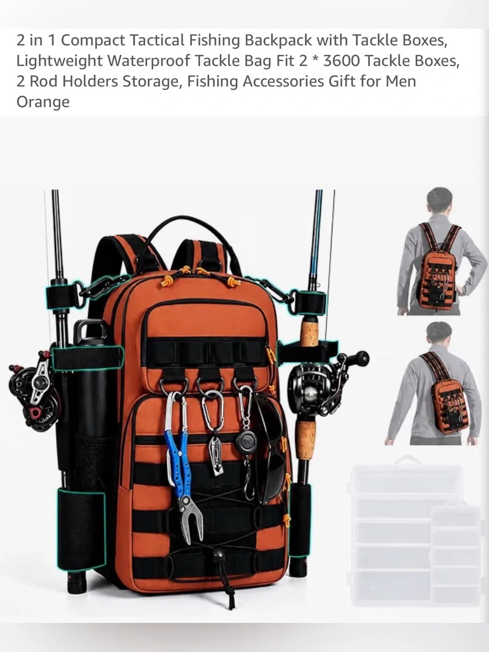 Tactical 2-in-1 Fishing Backpack - Orange